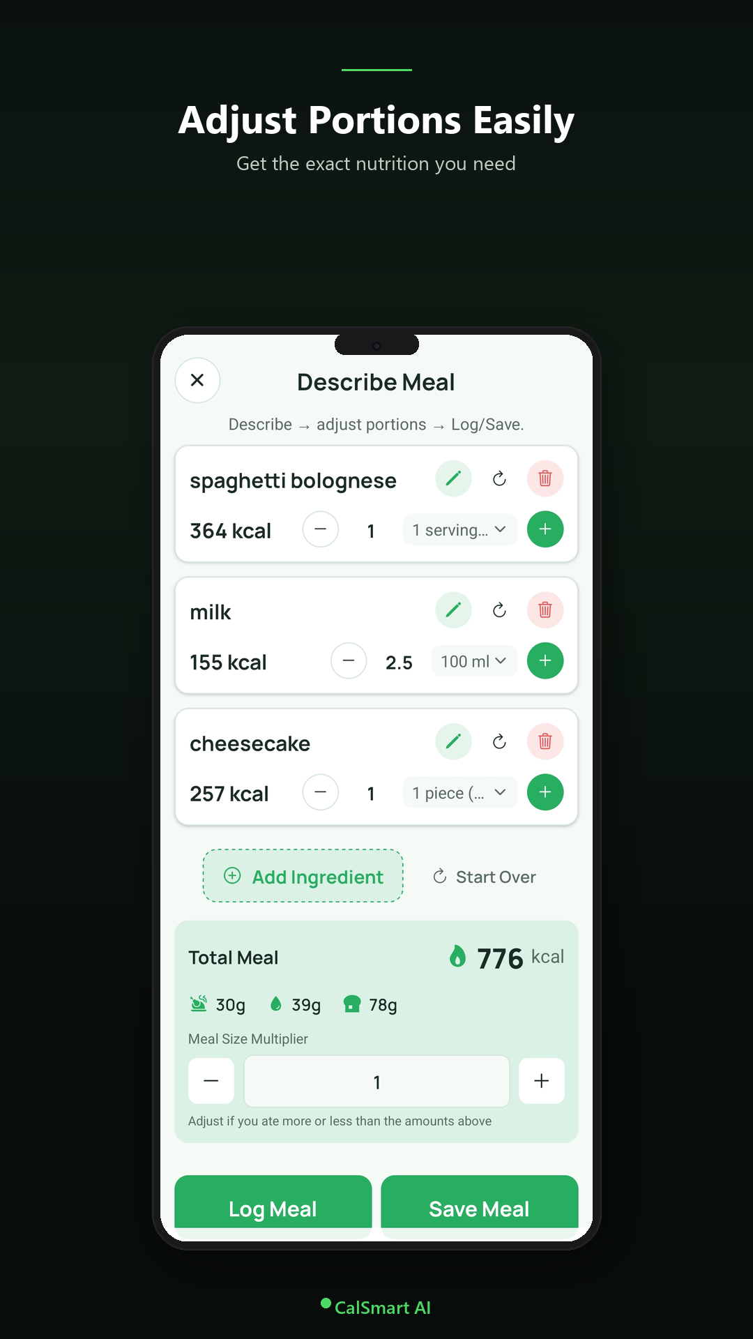 Step 2: Review AI-identified foods and macros